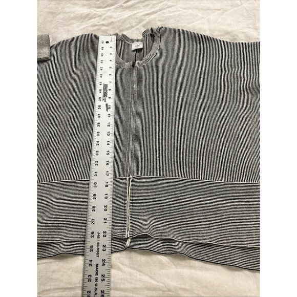 Cabi Women's Black White Striped Cupid Cardigan Sweater Small Zip-Up Boxy Fit - Picture 7 of 7